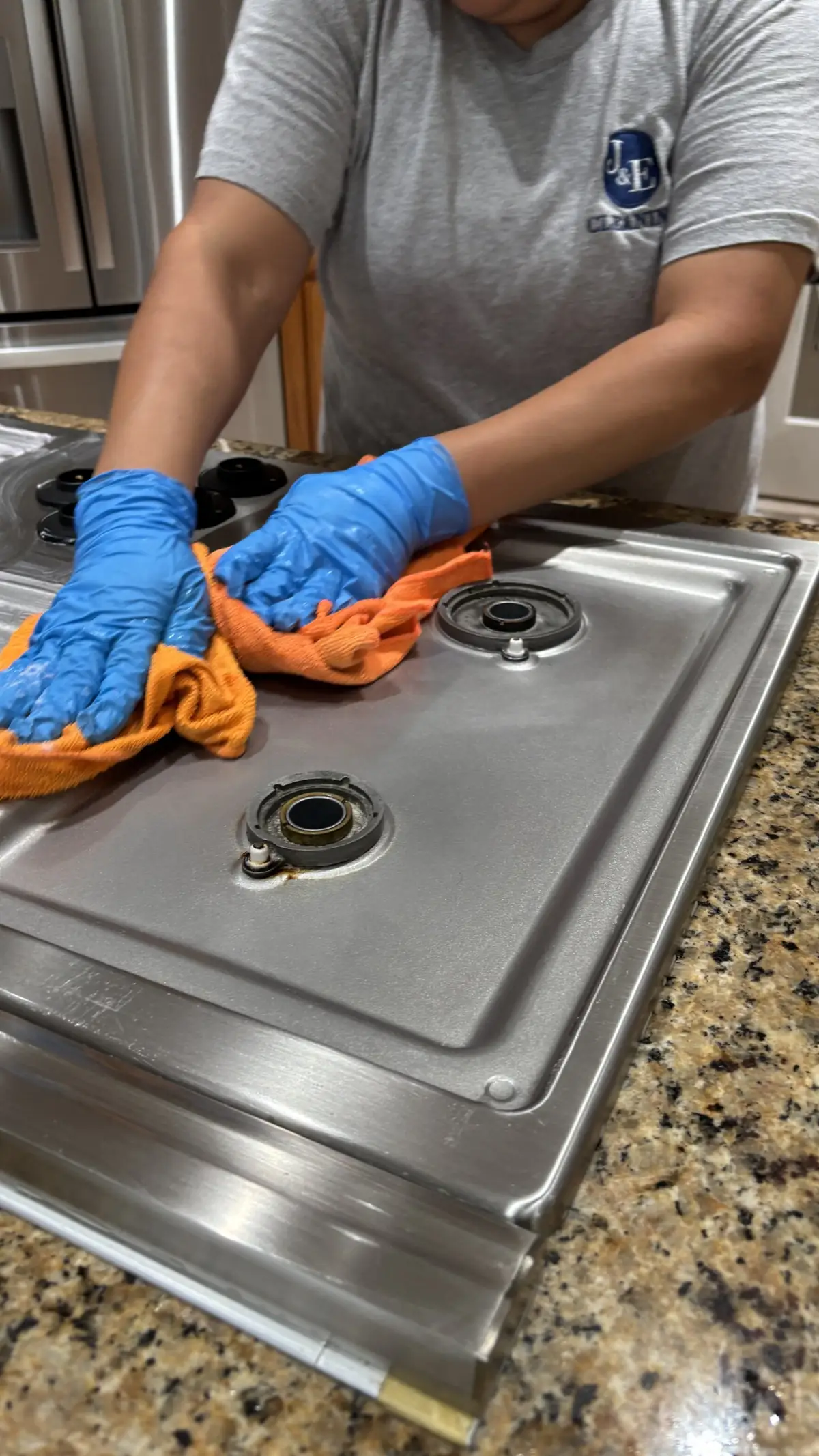 Polishing a stainless cooktop